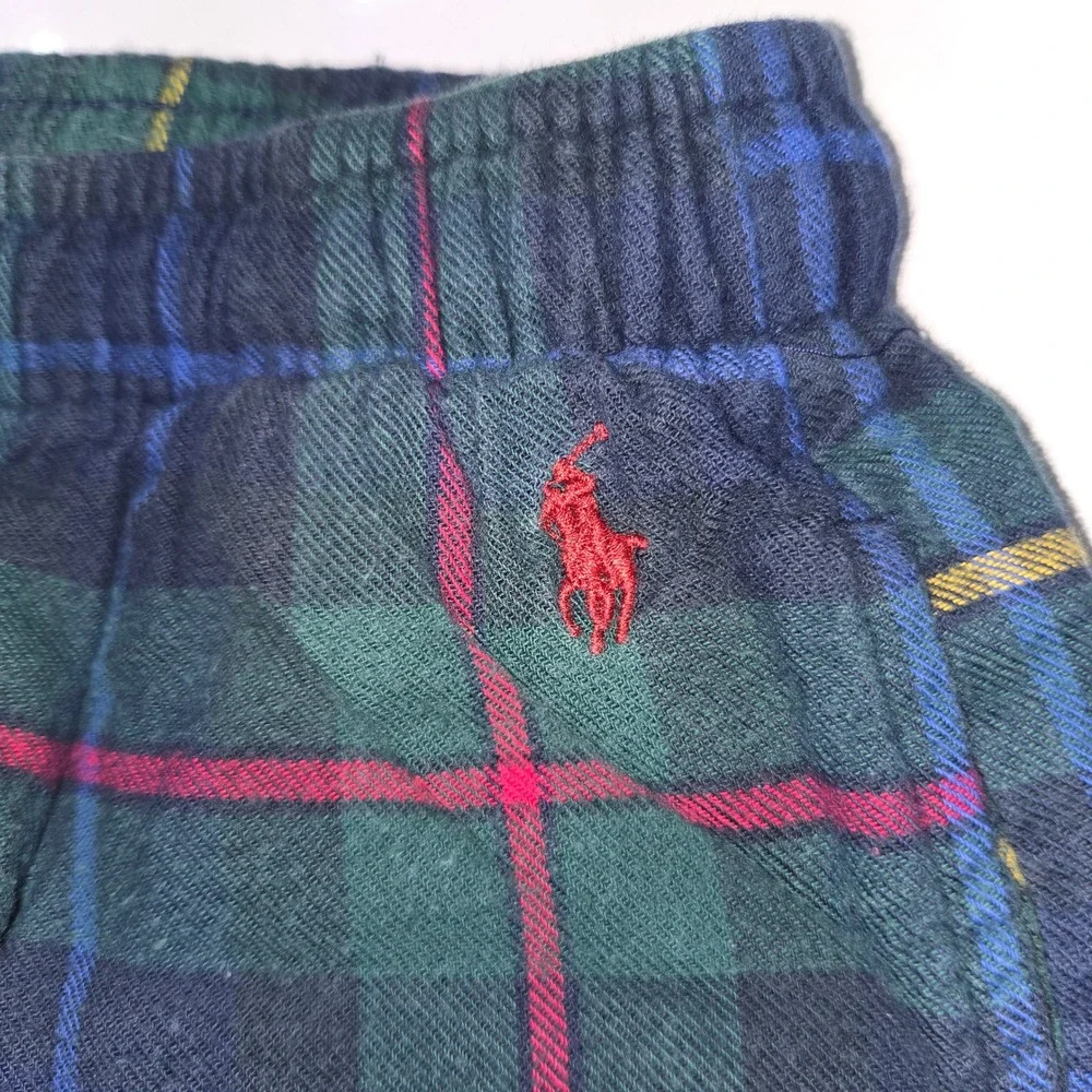 Polo Ralph Lauren Mens XL Green Blue Tartan Plaid Flannel Pajama Pants Cotton